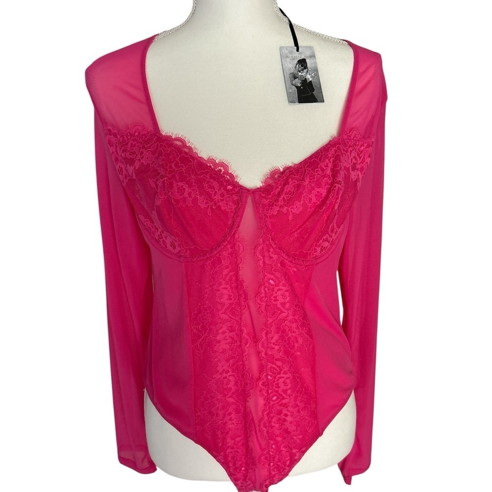 Sincerely Jules Vibrant Pink Lace Bodysuit